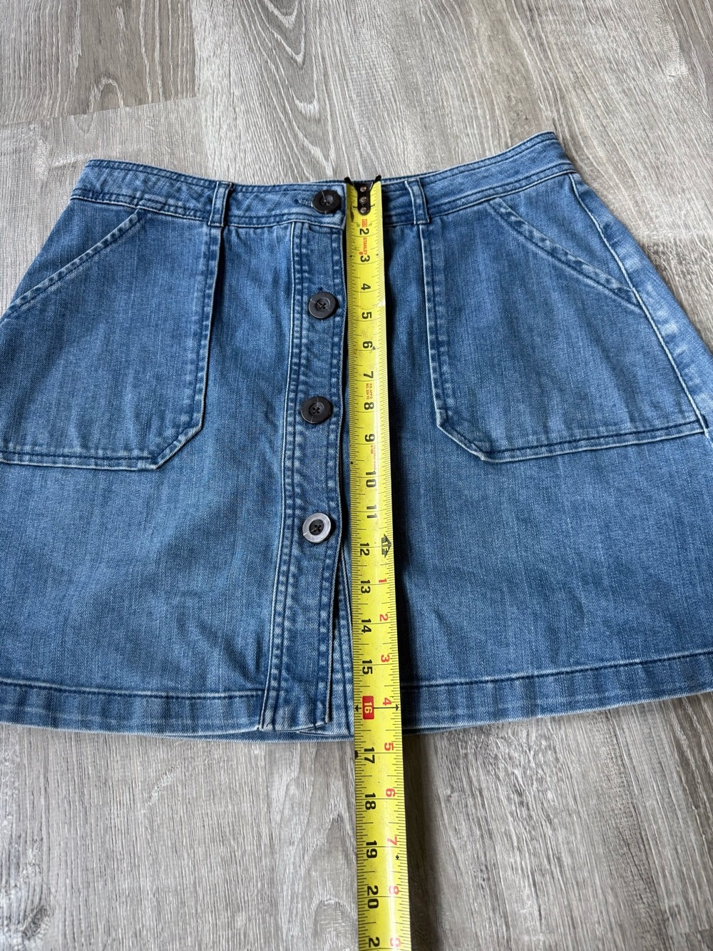 Boden Denim A line button down Mini Skirt w/ patch pockets utility cargo retro - Picture 4 of 8
